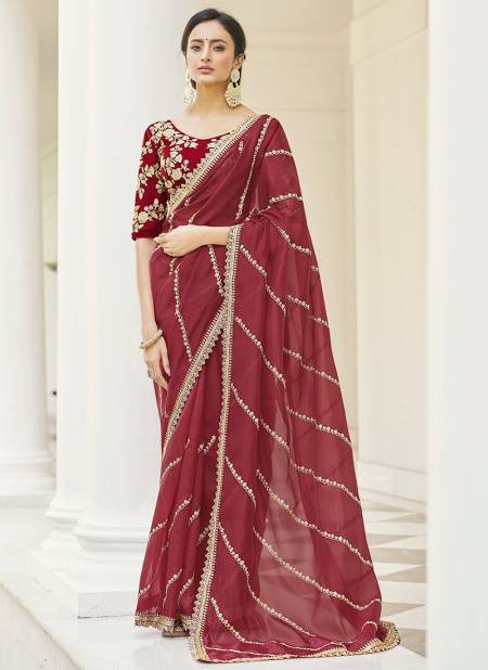 Maroon Colour IMPERIAL 4 Heavy Wedding Wear Stylish New Designer Saree Collection 9505